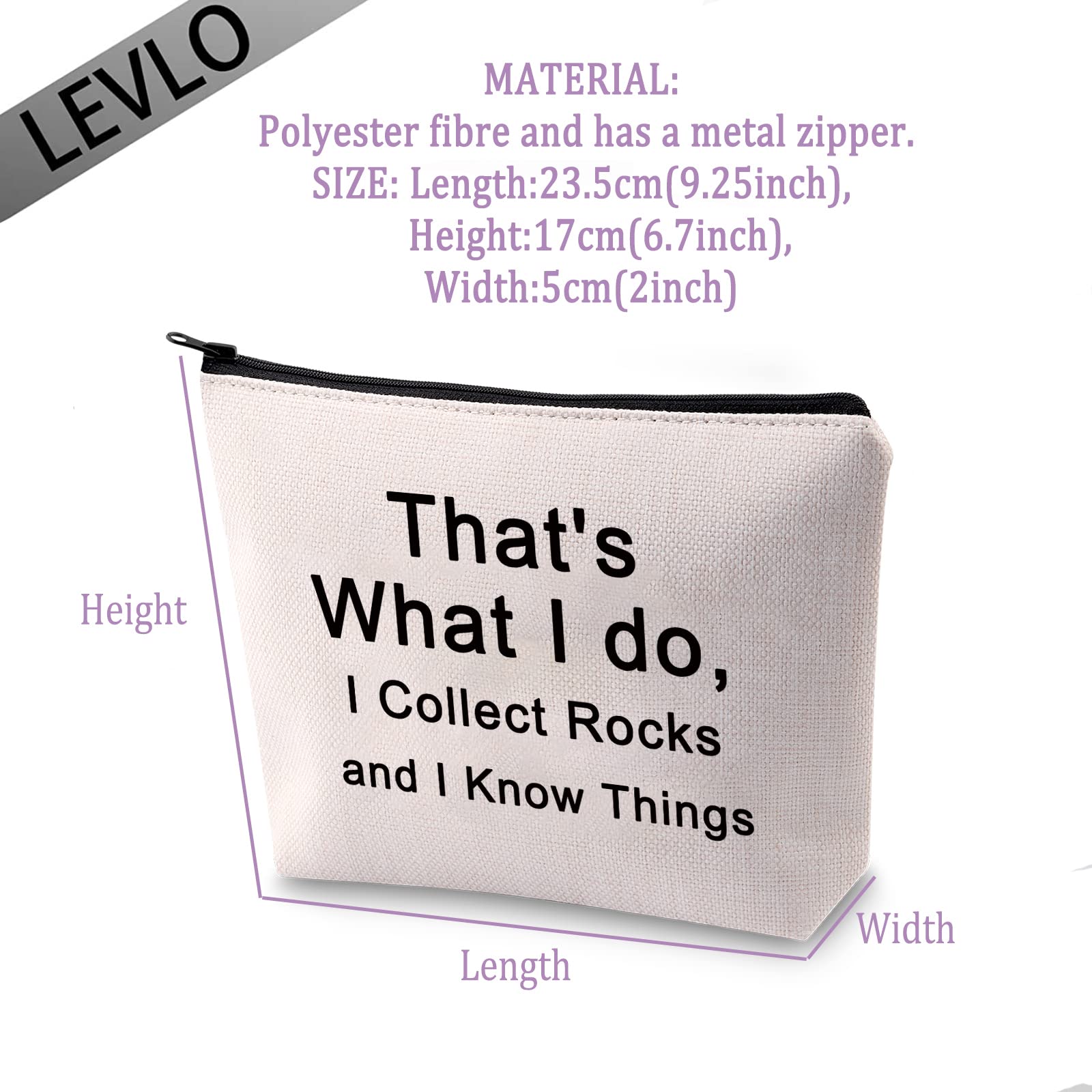 LEVLO Funny Geologist Gifts That's What I Do I Collect Rocks and I Know Things Makeup Bags Geology Rock Collector Bags (I Collect Rocks)