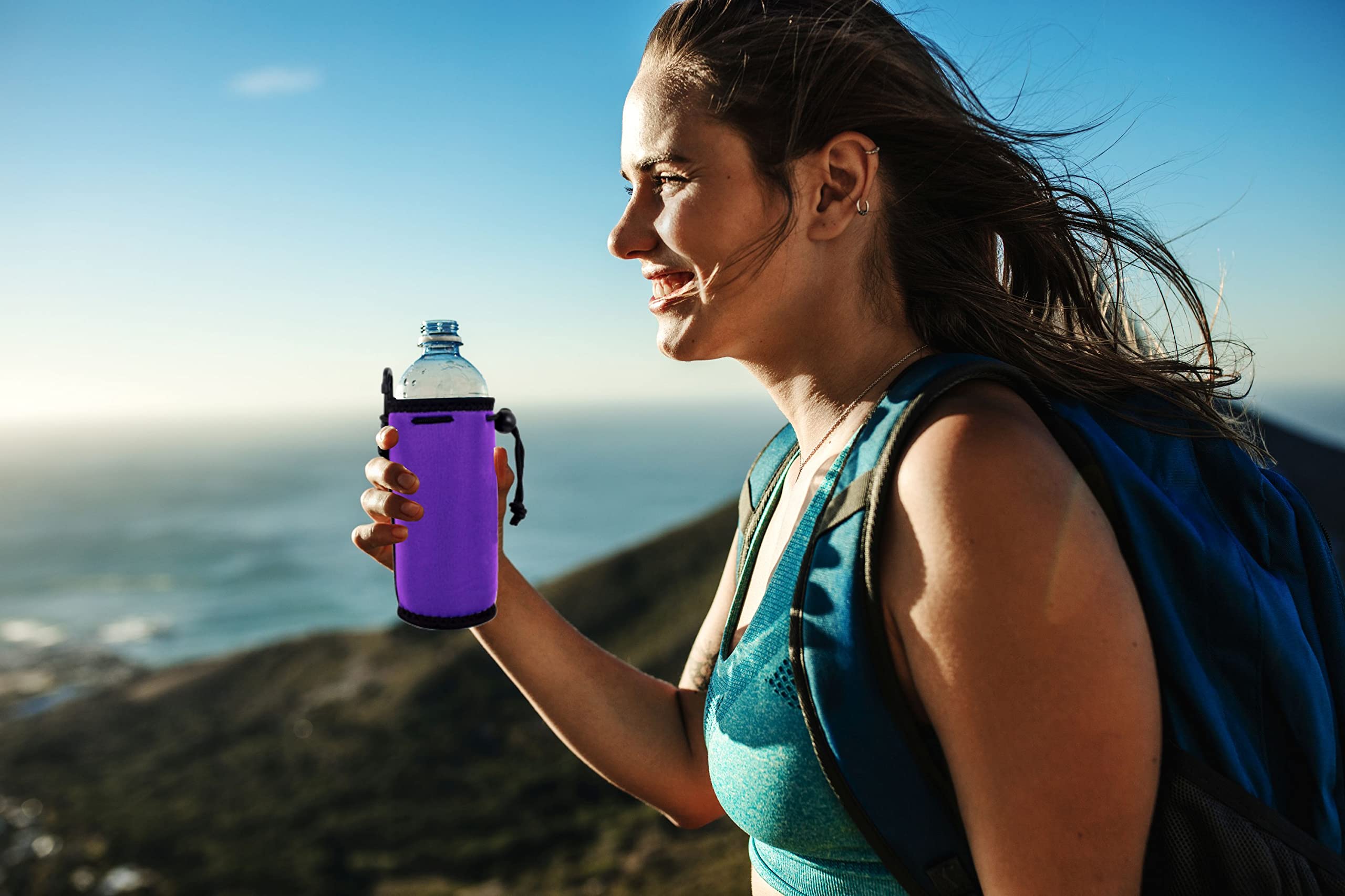 Blank Neoprene Water Bottle Coolie (4 Pack, Purple)