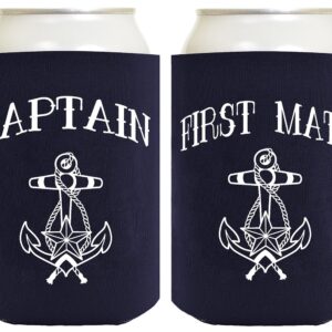 Captain Hat Yacht Cap Funny Coolie Captain and First Mate Can Coolie Bundle Navy