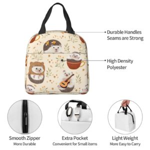 Odfovowo Portable Lunch Bags Hedgehogs Insulated Lunch Box Reusable Cooler Tote Bag with Front Pocket for Women Men Adults Work Picnic Travel