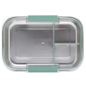 Smash Stainless Steel Bento Lunch Box, 3 Compartments, Sage