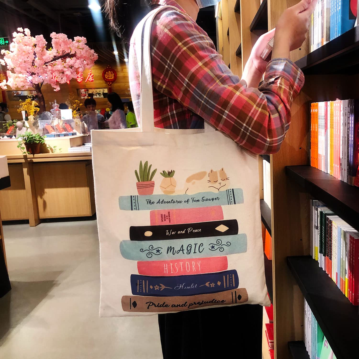 Canvas Tote Bag with Interior Pocket, Canvas Book Tote, Large Shoulder Bag, Portable washable ladies grocery shopping gift bag, canvas tote bag for women, canvas shopping bags, tote bag aesthetic