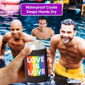 Super Vibrant, Be Proud LGBTQIA Coolies 6 Pc Set. Gay Pride Premium Soda Can Cooler Pack. Collapsible LGBTQ Ally Neoprene Novelty Drink Sleeves for Pop, Wine Coolers, Beer and Other Canned Beverages