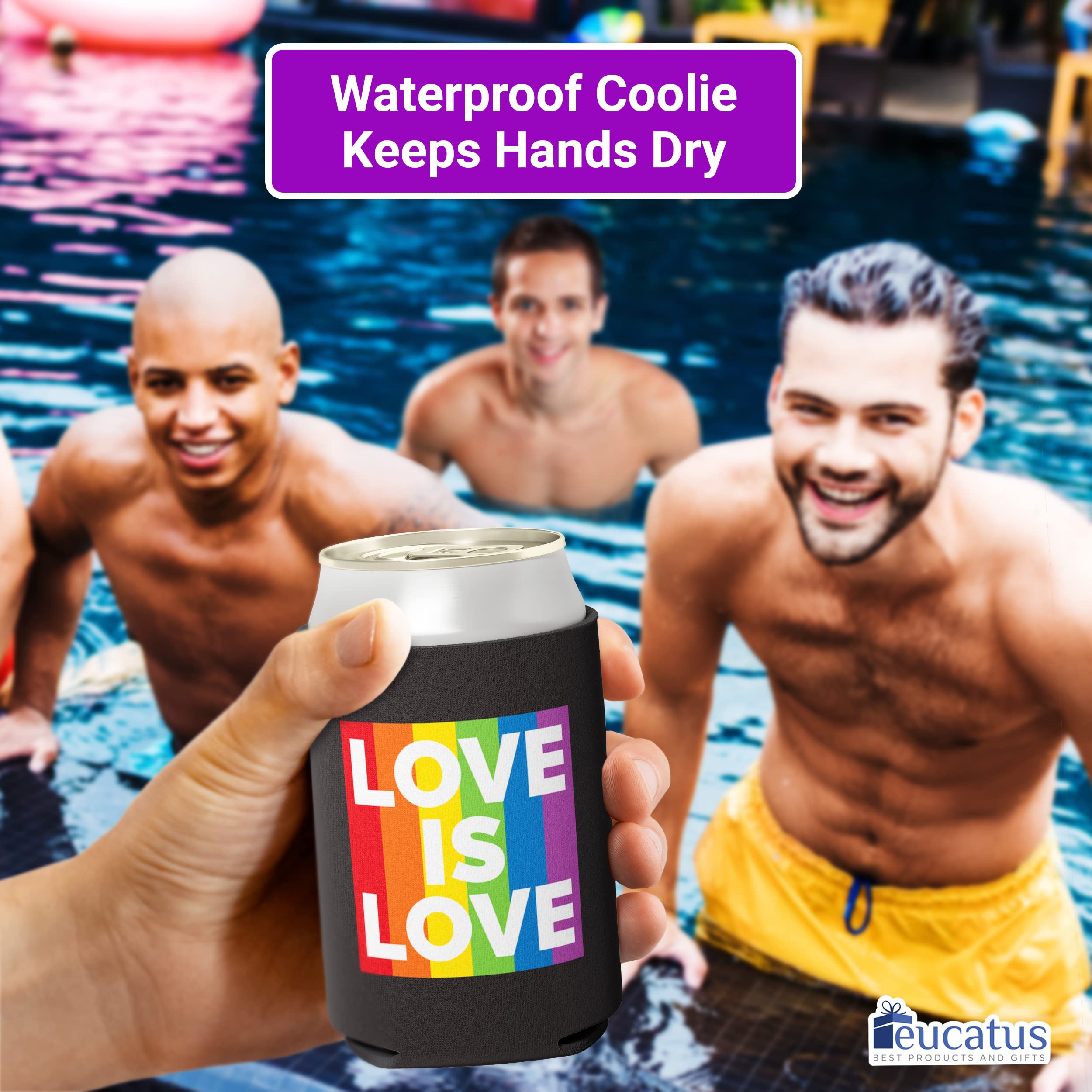 Super Vibrant, Be Proud LGBTQIA Coolies 6 Pc Set. Gay Pride Premium Soda Can Cooler Pack. Collapsible LGBTQ Ally Neoprene Novelty Drink Sleeves for Pop, Wine Coolers, Beer and Other Canned Beverages