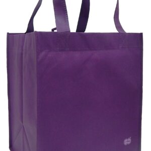 Reusable Grocery Totes, Solid Color, 6 Pack (Purple)