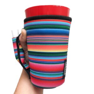 lit handlers pint glass sleeve -neoprene cup holder with handle & pocket for pint cup - machine washable drink sleeves & reusable covers - insulated, water resistant & snug fit beer cooler (serape)