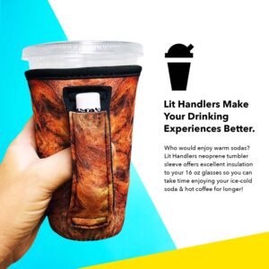 Lit Handlers Pint Glass Sleeve -Neoprene Cup Holder with Handle & Pocket for Pint Cup - Machine Washable Drink Sleeves & Reusable Covers - Insulated, Water Resistant & Snug Fit Beer Cooler (Serape)