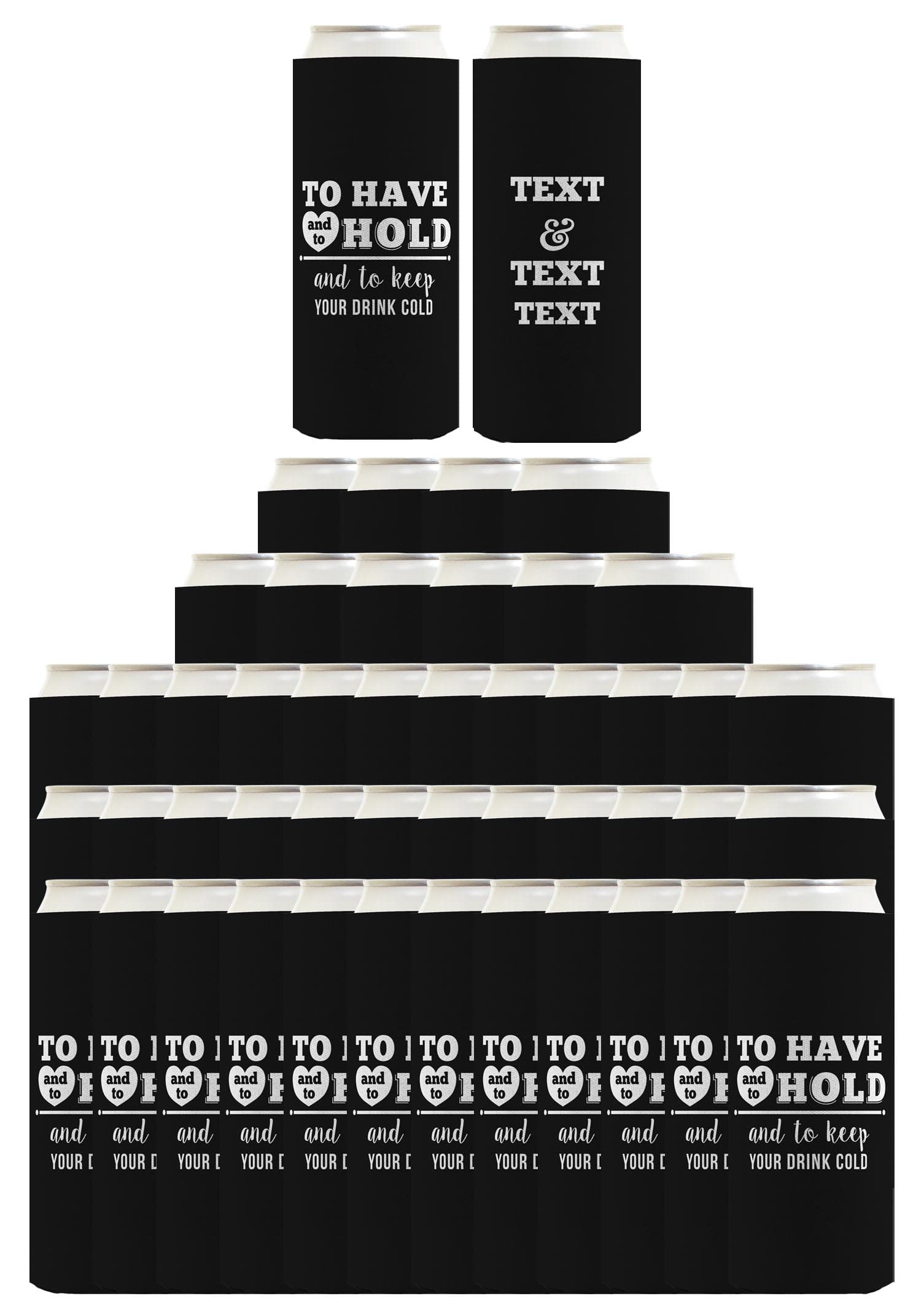 Have Hold Keep Drink Cold Names & Date 48-Pack Personalized Ultra Slim Seltzer Can Coolies Black