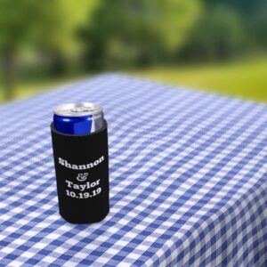 Have Hold Keep Drink Cold Names & Date 48-Pack Personalized Ultra Slim Seltzer Can Coolies Black