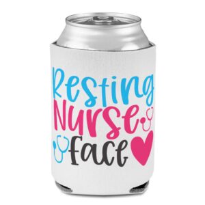 sleeves for cans drink cooler resting nurse face rn registered nursing funny nurses party beer cover