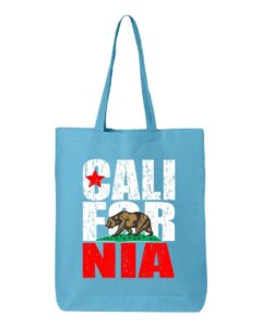 shop4ever california bear flag vintage cotton tote reusable shopping bag 6 oz turquoise 1 pack eco