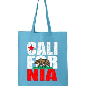 shop4ever California Bear Flag Vintage Cotton Tote Reusable Shopping Bag 6 oz Turquoise 1 Pack Eco