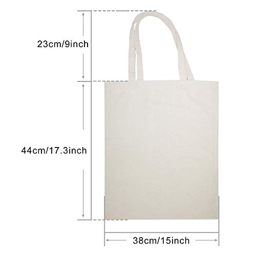 WOWSEA Natural Canvas Tote Bags, 4 pcs Reusable 24oz Shopping Bag DIY pattern for Crafting and Decorating Sturdy Washable Grocery Tote Bag (Beige)