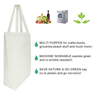 WOWSEA Natural Canvas Tote Bags, 4 pcs Reusable 24oz Shopping Bag DIY pattern for Crafting and Decorating Sturdy Washable Grocery Tote Bag (Beige)