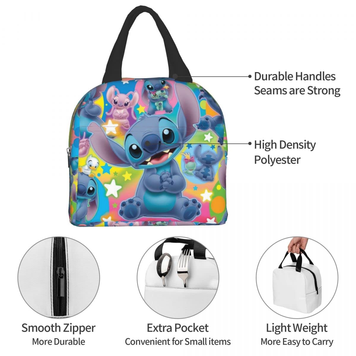 LLTAO Cute Cartoon Lunch Bag for Boy and Girls,Insulated Lunch Box Waterproof Reusable Tote Bag for Work/Office/Outdoor