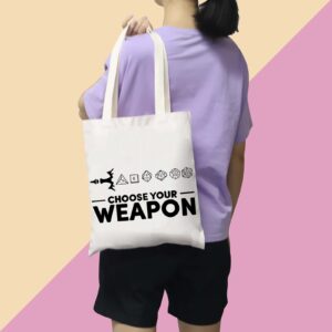 BDPWSS Choose Your Weapon DND Tote Bag Dungeons Tabletop Role Playing Gamer Gift Dragons D20 RPG Gaming Gift (Choose your dice TG)