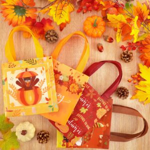 AnyDesign Fall Non-Woven Tote Bags Waterproof Pumpkin Turkey Gnome Party Bags with Handles Reusable Gift Bag Grocery Goodie Shopping Bag Treat Favor Bag for Autumn Thanksgiving Party Supplies, 8 Pack