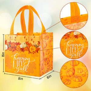 AnyDesign Fall Non-Woven Tote Bags Waterproof Pumpkin Turkey Gnome Party Bags with Handles Reusable Gift Bag Grocery Goodie Shopping Bag Treat Favor Bag for Autumn Thanksgiving Party Supplies, 8 Pack