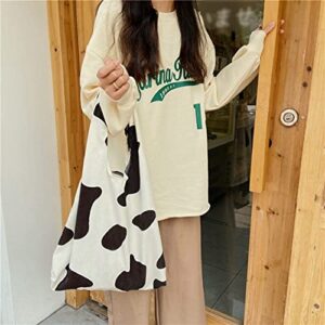 Cotton Tote Bags Cute Corduroy Crossbody Bag Shoulder Bag Cow Print Bag