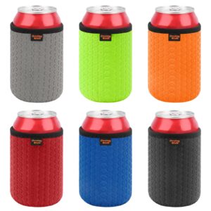 desing wish 12oz standard can cooler sleeve holder honeycomb embossing soda can cooler insulated sleeves covers non-slip neoprene drink can/bottle holder 6 pack (black/red/blue/orange/green/grey)