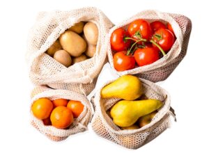 mesh produce bags |cotton mesh bags for vegetables| reusable produce bags onion storage bags | mesh grocery bag vegetable bag fruit bag food bag| 9"x12" 6-pack