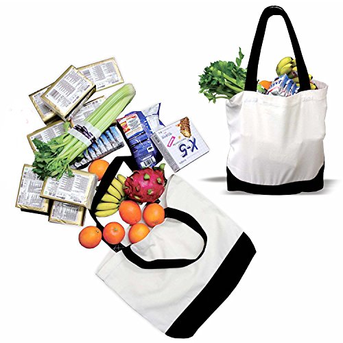 Canvas Bags, 3 Pieces Multipurpose Cotton Canvas Tote Bags,Washable Canvas Shopping Bags, Reusable Grocery Cloth Bag for Crafting and Decorating