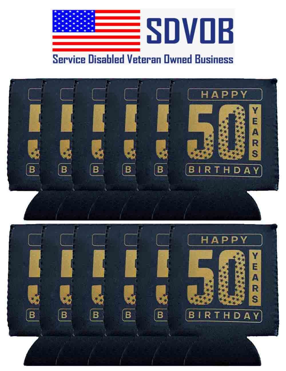 Groom Keepers Happy 50th Birthday Decorations Him or Her Can & Bottle Cooler 12 Pack - Celebrate Your Favorite 50 Year Old's Birthday With These Insulated Beverage Sleeves - Thermocoolers