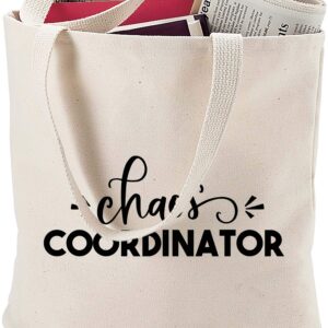 Chaos Coordinator Teacher Mom Parent Funny Natural Canvas Tote Bag funny gift