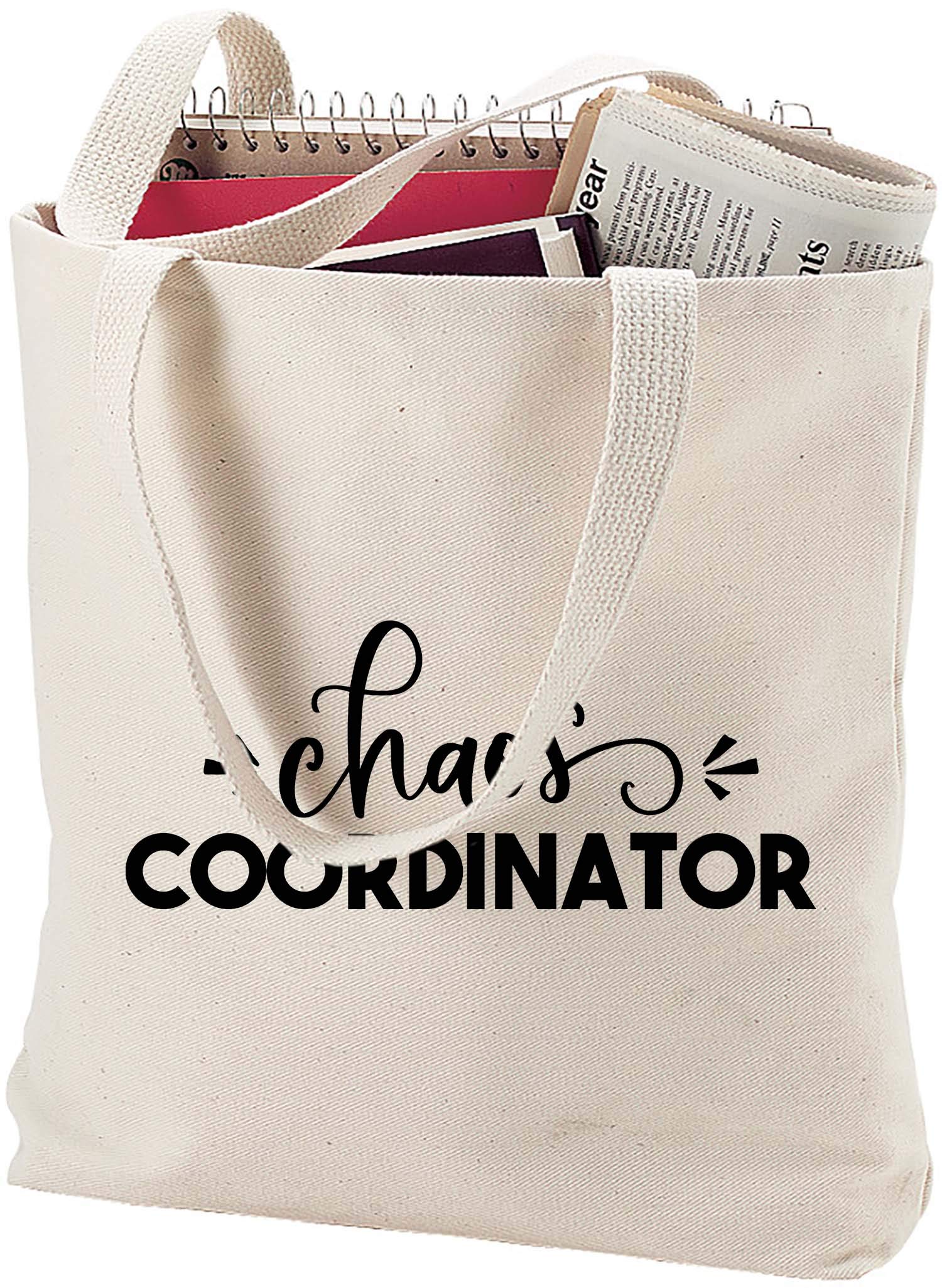 Chaos Coordinator Teacher Mom Parent Funny Natural Canvas Tote Bag funny gift