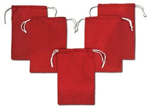 reusable eco friendly red color cotton thick double drawstring muslin bags "premium quality"-25 count pack (12 x 16)