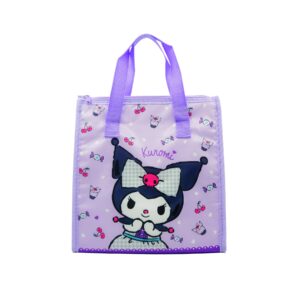 eiodlulu cartoon bag box cute anime reusable cooler large capacity insulated waterproof tote for picnic work outdoor camping (purple)