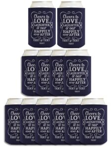 cheers to love custom names & date 12-pack personalized can coolie drink coolers coolies navy