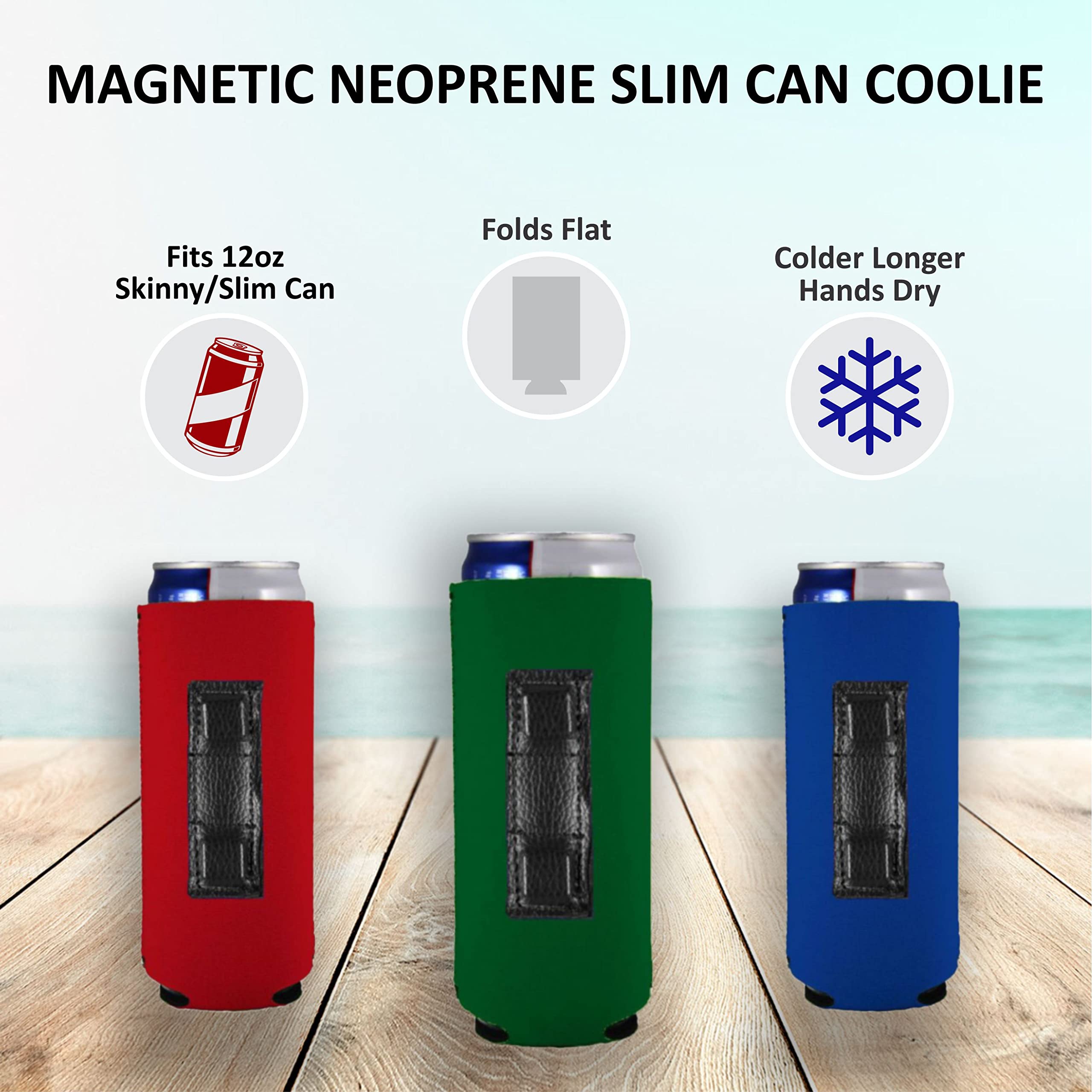 Blank Magnetic Slim Can Coolie (Various, 6 Pack)