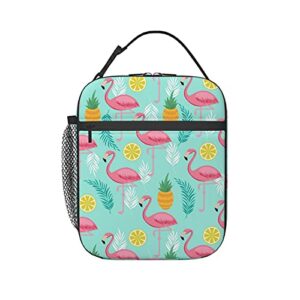 insulated lunch box for men and women, portable and reusable lunch bag for office work and picnic, flamingo