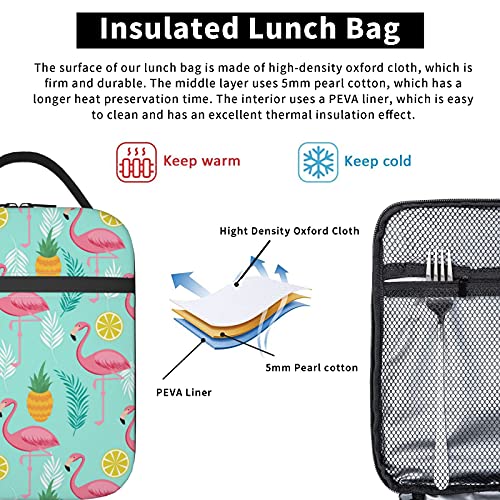 Insulated Lunch Box for Men and Women, Portable and Reusable Lunch Bag for Office Work and Picnic, Flamingo