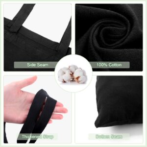 Roowest 120 Pieces Black Cotton Tote Bag Bulk 15 x 16 Inch Blank Shopping Cloth Bags Lightweight Reusable Grocery Black Tote with Long Handle for Women Men DIY Craft Gift