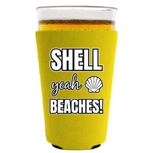 shell yeah beaches pint glass coolie (yellow, 1)
