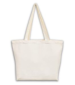 pn.hcnmtfb canvas tote bag, 1 inner pockets, with zipper, stylish and durable, lightweight, natural cotton grocery shopping cloth bag, perfect for gifts, work, school, travel, off-white