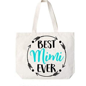 COCOVICI Mimi Tote Bag | Best Mimi Ever | Grandma Gifts | Mimi Gifts | Mimi Christmas Gift | Christmas Gift from Grandkids(Best Mimi Ever Turquoise/Black Font)