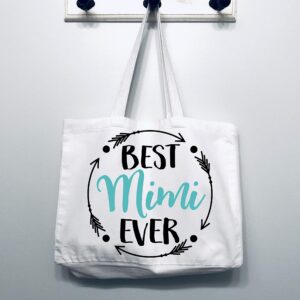 COCOVICI Mimi Tote Bag | Best Mimi Ever | Grandma Gifts | Mimi Gifts | Mimi Christmas Gift | Christmas Gift from Grandkids(Best Mimi Ever Turquoise/Black Font)