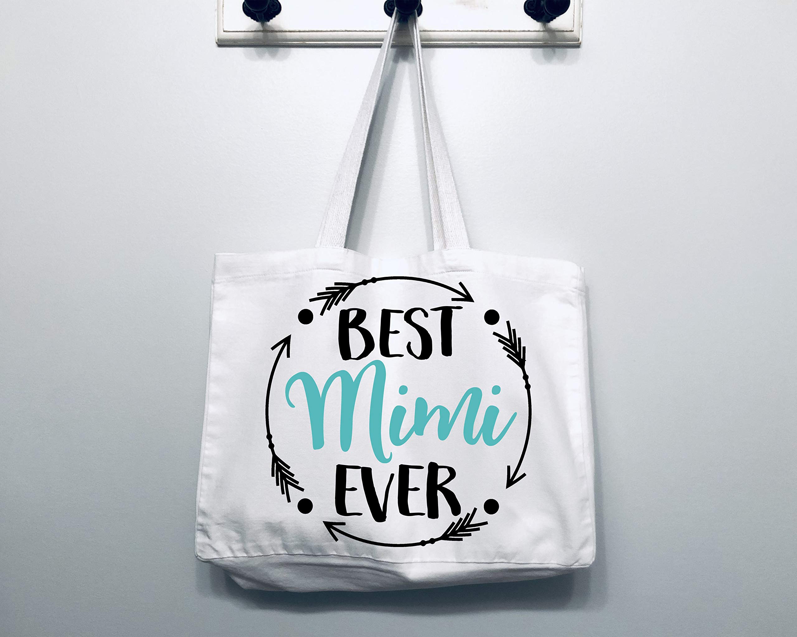 COCOVICI Mimi Tote Bag | Best Mimi Ever | Grandma Gifts | Mimi Gifts | Mimi Christmas Gift | Christmas Gift from Grandkids(Best Mimi Ever Turquoise/Black Font)