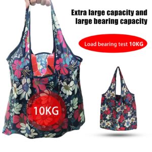 8Pcs Reusable Grocery Bags, 13.78x3.15x18.11" Foldable Floral Grocery Bags 190T Washable Groceries Shopping Tote Bags Sets Large Colorful Folding Reusable Bags with Zipper Fashion Handles Bags Bulk