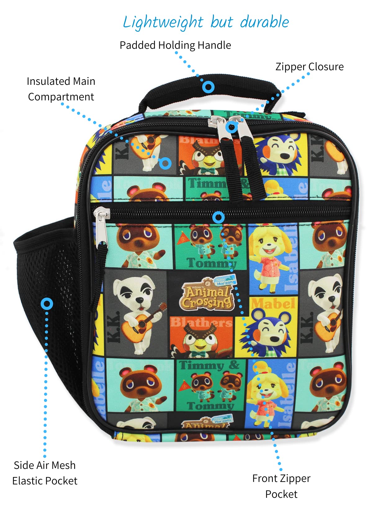 Nintendo Animal Crossing Kids Soft Insulated School Lunch Box (One Size, Black)