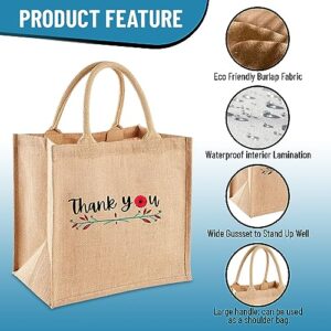 Burlap Tote Bags With Handles - 8 Pack Large Jute Tote Bags - Bachelorette Beach Bag - Perfect for Women, Party, Bridesmaid Gifts, Farmers Market Grocery Shopping And DIY - Waterproof And Reusable