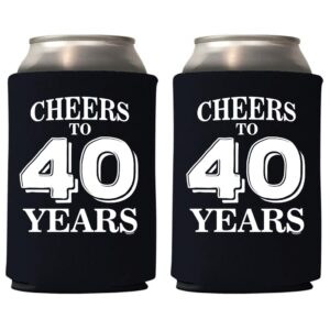 veracco cheers to 40 years forth birthday gift forty and fabulous party favors decorations can coolie holder (black, 6)