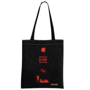 mnigiu chicago musical tote bag chicago musical inspired gift broadway musical theater fans gift (chic-ago tote)