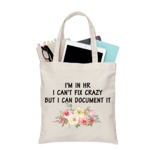 bdpwss hr tote bag human resources hr director gift i'm in hr i can't fix crazy but i can document it for hr manager gift (in hr crazy tg)