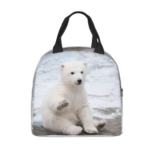prelerdiy baby polar bear lunch box - insulated lunch bags for kids boys girls reusable lunch tote bags, perfect for school/camping/hiking/picnic/beach/travel