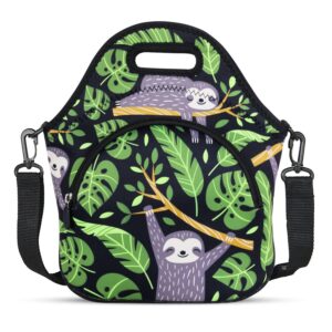 violet mist neoprene lunch bag tote reusable insulated lunch box with adjustable shoulder strap&pocket for women,men,adults