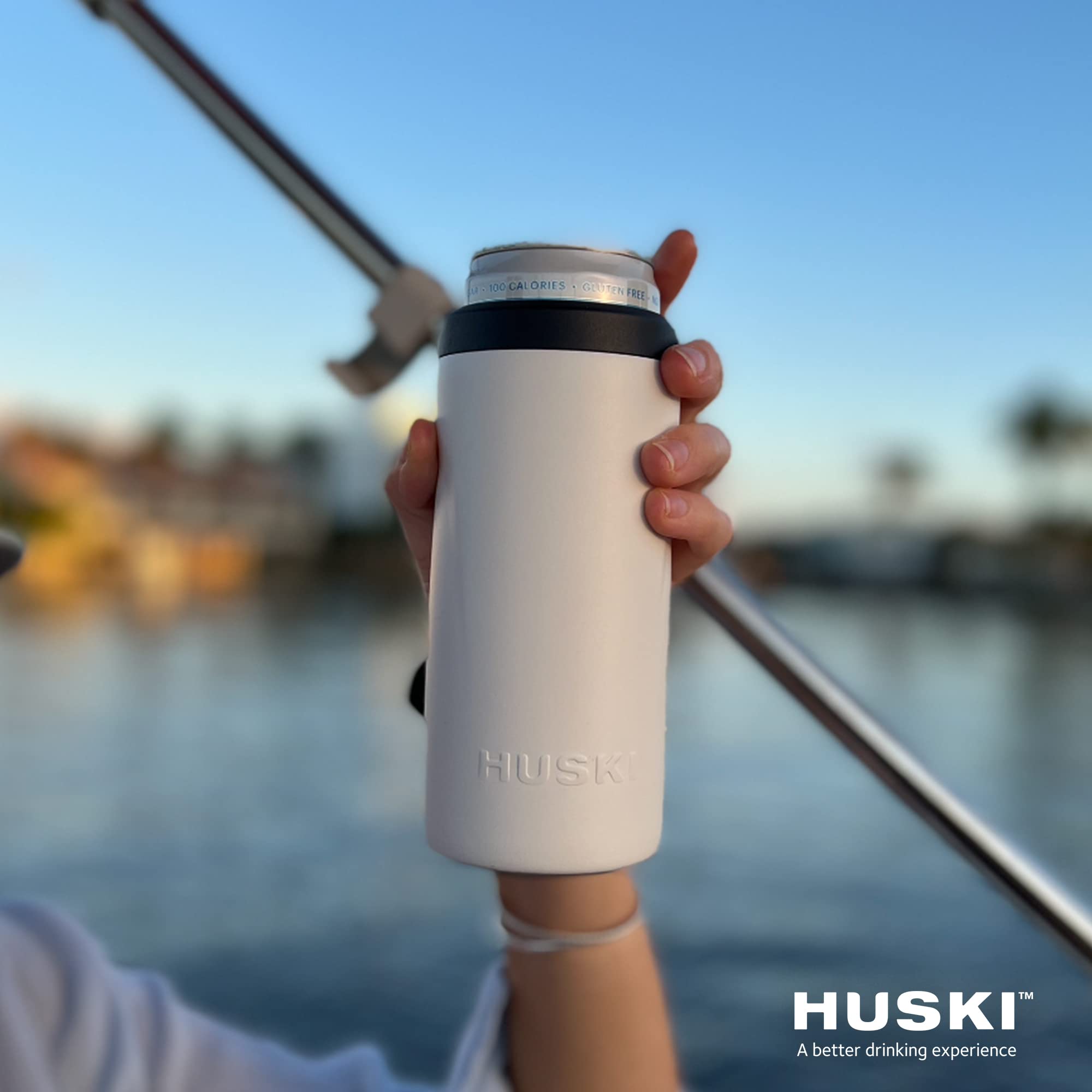 Huski Slim Can Cooler | NEW | Premium 12oz Skinny Drink Holder for Hard Seltzer, Beer, Soda | Triple Insulated 316 Stainless Steel | Seamless Design | Works as a Tumbler (Stainless)